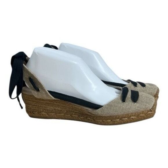 Gaimo Women Tan Black Espadrille Shoes Sandals Slingback Size 41 US 9-9.5 Wedge - Picture 11 of 11